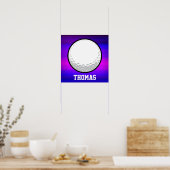 Poster Boule de golf; Violet bleu vif et Magenta (Cuisine)
