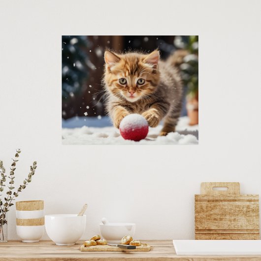 Poster *~* Boule de neige Kitty 5:4  Chaton Chat AP68 (Cuisine)