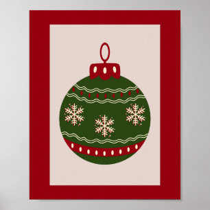 Poster Boule de Noël verte et rouge