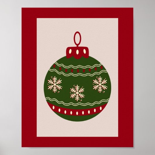 Poster Boule de Noël verte et rouge (Devant)