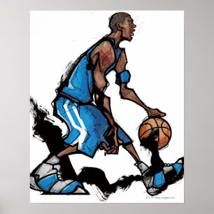 Poster Boule de ruissellement de joueur de basket
