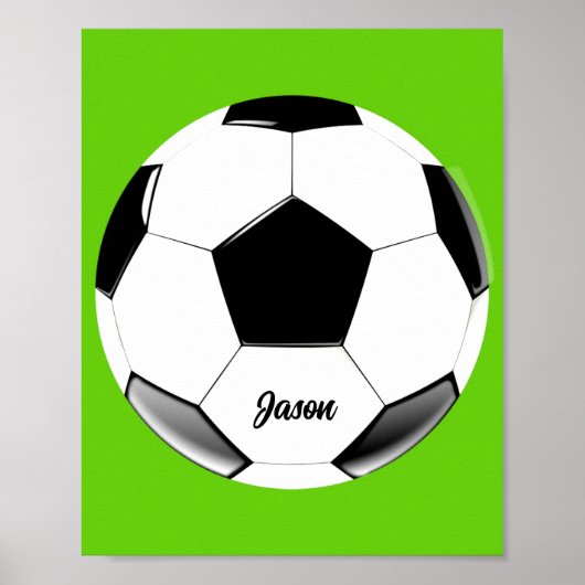 Poster Boule de soccer avec nom Lime Green (Devant)