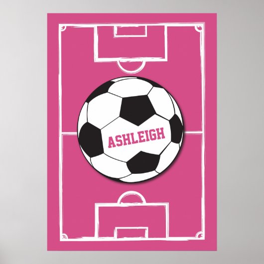 Poster Boule de soccer personnalisée et rose de champ (Devant)