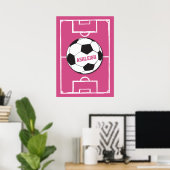 Poster Boule de soccer personnalisée et rose de champ (Bureau à domicile)