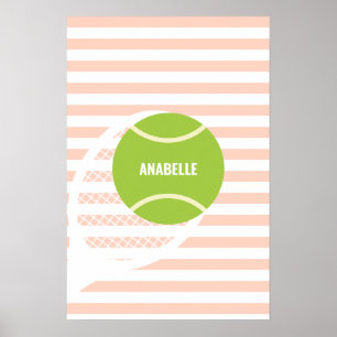 Poster Boule de tennis vert moderne Pink Nom