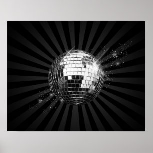 Poster Boule Disco Mirror sur noir