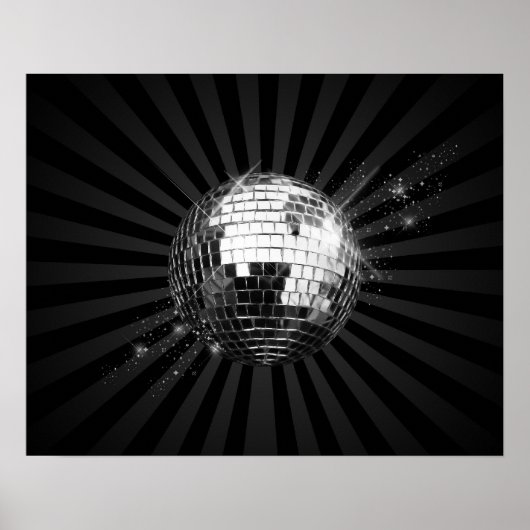 Poster Boule Disco Mirror sur noir (Devant)