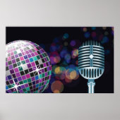 Poster Boule disco rétro et microphone vintage (Devant)