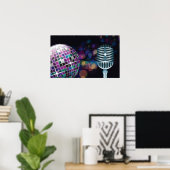 Poster Boule disco rétro et microphone vintage (Bureau à domicile)