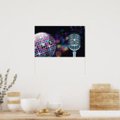 Poster Boule disco rétro et microphone vintage (Cuisine)