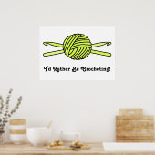 Poster Boule jaune de fils et crochets de crochet (Cuisine)
