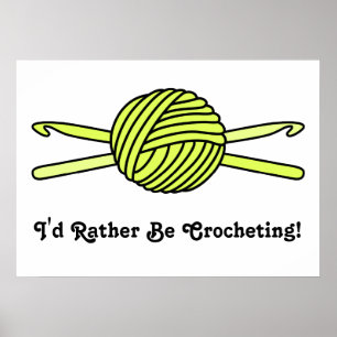 Poster Boule jaune de fils et crochets de crochet