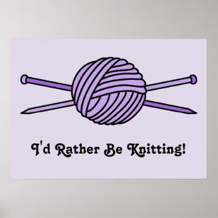 Poster Boule pourpre des aiguilles de fil et de tricot
