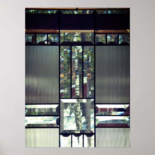 Poster Bouleau en verre biseauté arbres argent métallique (Devant)