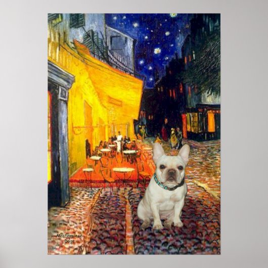 Poster Bouledogue français 1 - Café Terrasse (Devant)