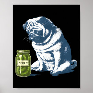 Poster Bouledogue français avec pot de cornichons mème dr