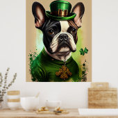 Poster Bouledogue français en robe de la Saint-Patrick (Cuisine)
