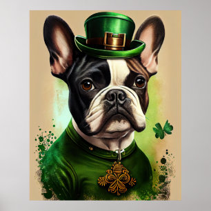 Poster Bouledogue français en robe de la Saint-Patrick