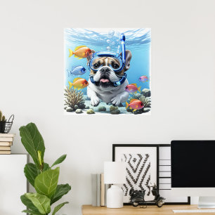 Poster Bouledogue français en vacances Bouledogue Françai