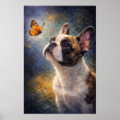 Poster Bouledogue français et papillon (Devant)