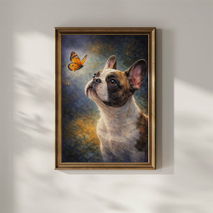 Poster Bouledogue français et papillon