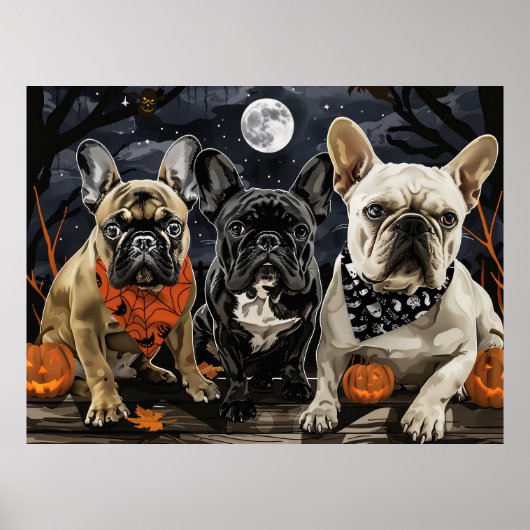 Poster Bouledogue français Halloween épouvantable (Devant)