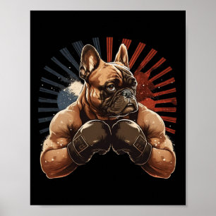 Poster Bouledogue Français Kickboxing Art Martial Boxe Ch