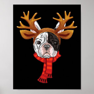 Poster Bouledogue français Noël Renne Antilopes Noël