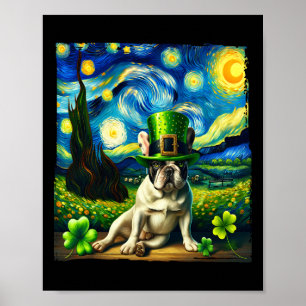 Poster Bouledogue français nuit étoilée Saint-Patrick jou