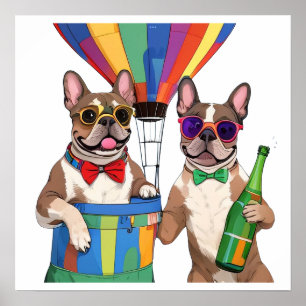 Poster Bouledogues français Nouvel An French Bulldog