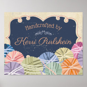 Poster Boules colorées de fil tricot crochet affichage