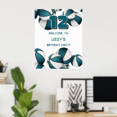 Poster Boules de basket blanc turquoise accueil (Bureau à domicile)