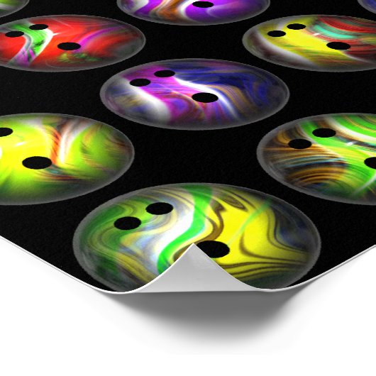 Poster Boules de Bowling colorées (Coin)