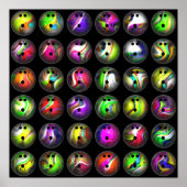 Poster Boules de Bowling colorées (Devant)