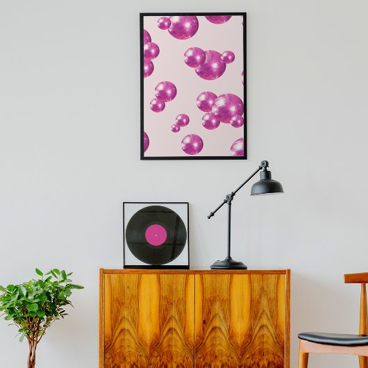 Poster Boules de disco rose Chic Retro Gras