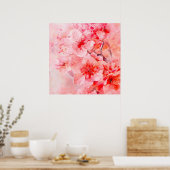 Poster Boules de fleurs de cerisier d'aquarelle (Cuisine)