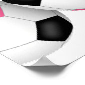 Poster boules de football rose noir filles fête d'anniver (Coin)