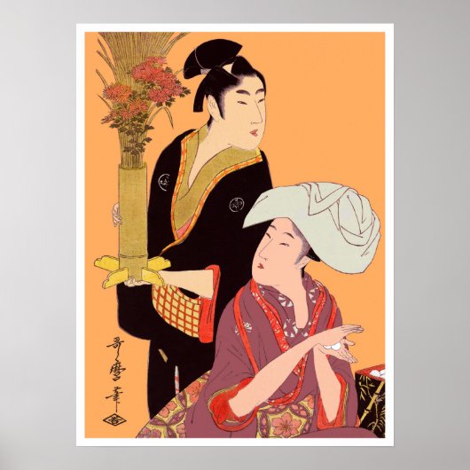 Poster Boules de riz & fleurs d'Utumaro (Devant)