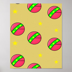 Poster Boules roses et étoiles