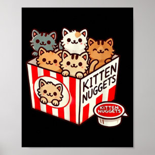 Poster Boulettes de chaton drôle mignon pun nourriture am