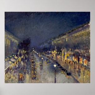Poster Boulevard Montmartre à Night Pissarro