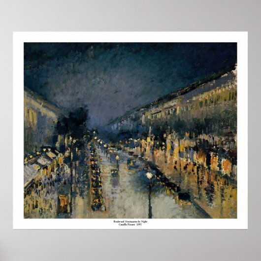 Poster Boulevarde Montmartre à la nuit ~ Camille Pissarro (Devant)