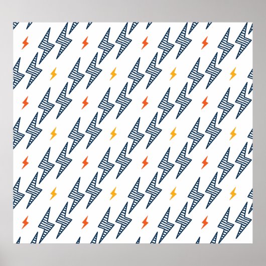Poster Boulons de foudre Doodle Flash transparent (Devant)