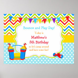 Poster Bounce House Bouncy Castle Birthday Boy