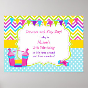 Poster Bounce House Bouncy Castle Birthday Girl
