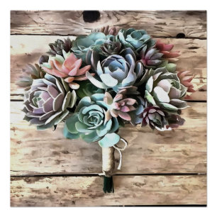 Poster Bouquet Artistique Succulent Dans Les Tons Pastel