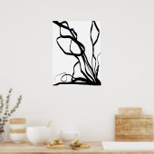 Poster Bouquet Blanc : Abstrait blanc & noir (Cuisine)