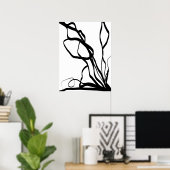 Poster Bouquet Blanc : Abstrait blanc & noir (Bureau à domicile)