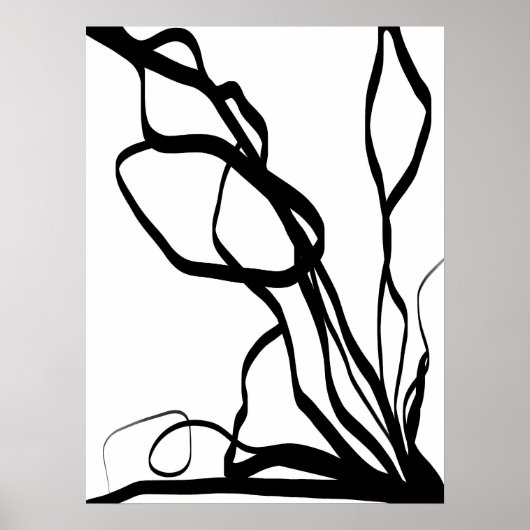 Poster Bouquet Blanc : Abstrait blanc & noir (Devant)