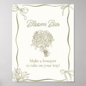 Poster Bouquet Bloom Bar Bridal Shower Sign (Devant)